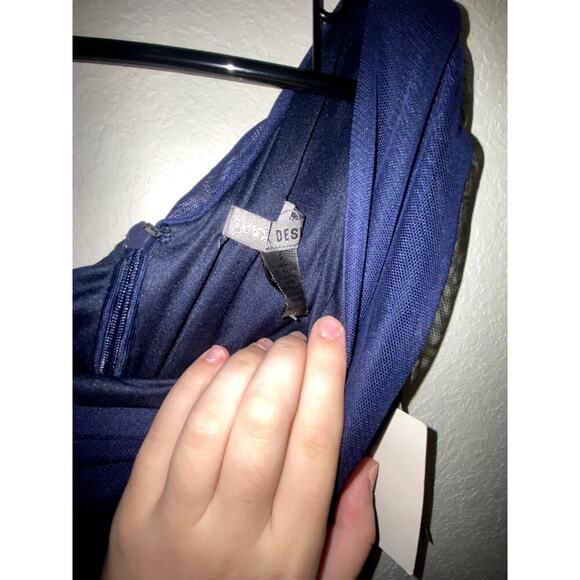 Womens One Shoulder Gauze Cinch Midi Blue Dress Size Small - Picture 4 of 4